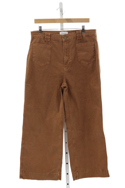 Frame Womens Wide-Leg High Rise Brown Cotton Blend Jeans Size 31