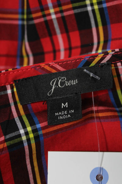 J Crew Womens Multicolor Plaid Cotton Round Neck Long Sleeve Blouse Size M