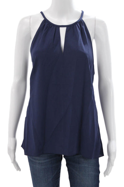 Lilly Pulitzer Women Blue Silk Halter Sleeveless Basic Tank Resort Size L