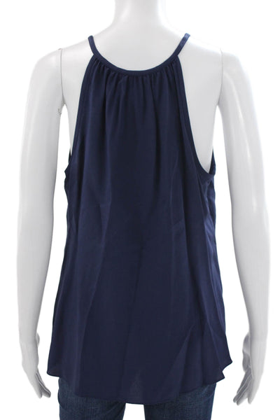 Lilly Pulitzer Women Blue Silk Halter Sleeveless Basic Tank Resort Size L