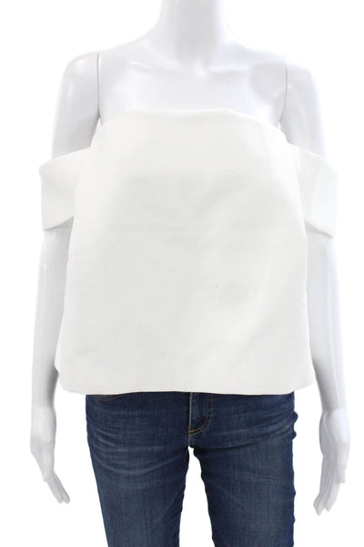 C/MEO Collective Womens Cropped Off the Shoulder White Blouse Polyester Size M