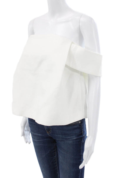 C/MEO Collective Womens Cropped Off the Shoulder White Blouse Polyester Size M