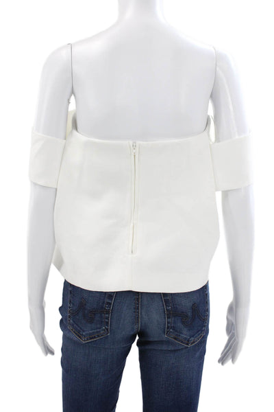 C/MEO Collective Womens Cropped Off the Shoulder White Blouse Polyester Size M