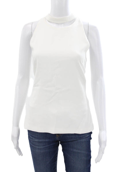 Cushnie Et Ochs Women White High Neck Sleeveless Basic Tank Viscose Size 8
