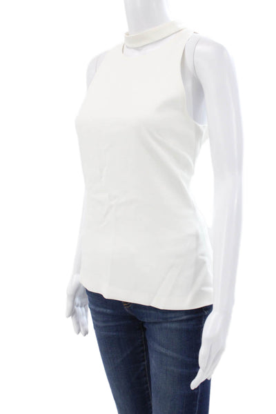 Cushnie Et Ochs Women White High Neck Sleeveless Basic Tank Viscose Size 8