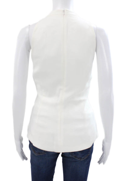 Cushnie Et Ochs Women White High Neck Sleeveless Basic Tank Viscose Size 8