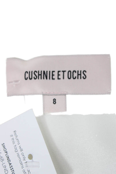 Cushnie Et Ochs Women White High Neck Sleeveless Basic Tank Viscose Size 8