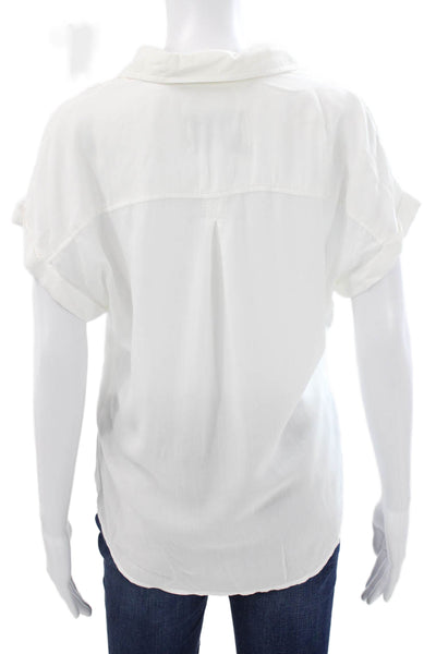 Pistola Womens Collared Button Rayon Short Sleeve Basic Blouse White Size S