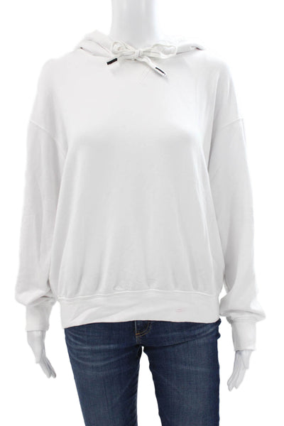 Stateside Women White Cotton Blend Pullover Hoodie Long Sleeve Size M