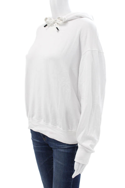 Stateside Women White Cotton Blend Pullover Hoodie Long Sleeve Size M