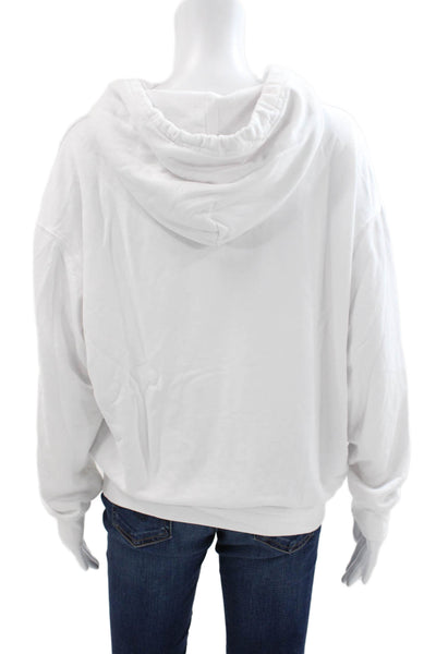 Stateside Women White Cotton Blend Pullover Hoodie Long Sleeve Size M