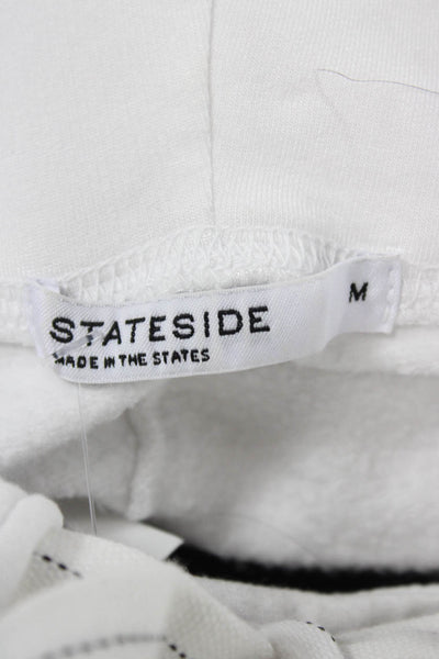 Stateside Women White Cotton Blend Pullover Hoodie Long Sleeve Size M