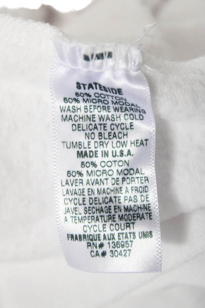 Stateside Women White Cotton Blend Pullover Hoodie Long Sleeve Size M