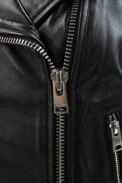 LaMarque Womens Biker Leather Jacket Black Zip Size L