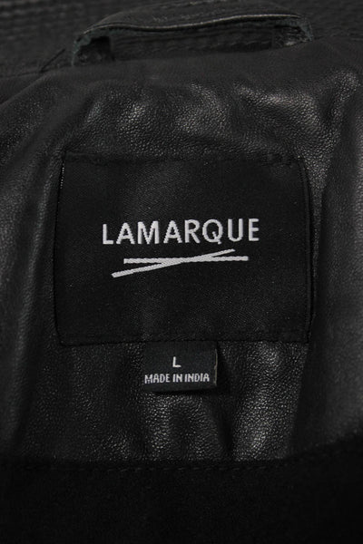 LaMarque Womens Biker Leather Jacket Black Zip Size L