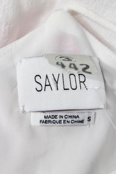 Saylor Women Romper White V-Neck Bohemian Drawstring Sleeveless Size S
