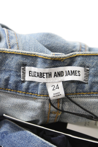 Elizabeth & James Women Straight High Rise Blue Jeans Cotton Blend Size 24