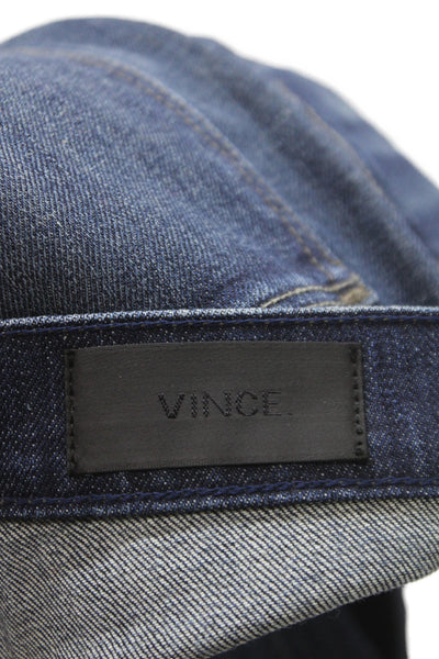 Vince Unisex Straight Jeans Blue Distressed Mid Rise Cotton Inseam 25 Size 26