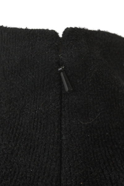 Issa Women Fit & Flare Black Turtleneck 3/4 Sleeve Mid-Calf Rayon Dress Size S