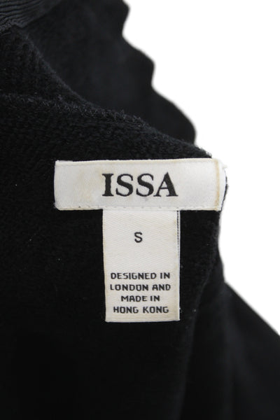 Issa Women Fit & Flare Black Turtleneck 3/4 Sleeve Mid-Calf Rayon Dress Size S
