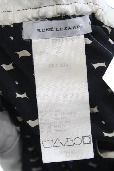 Rene Lezard Womens Silk Off Shoulder Geometric Blouse Long Sleeve Black Size 38