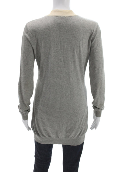 Haute Hippie Women Cardigan V-Neck Long Sleeve Silk Blend Gray Size S