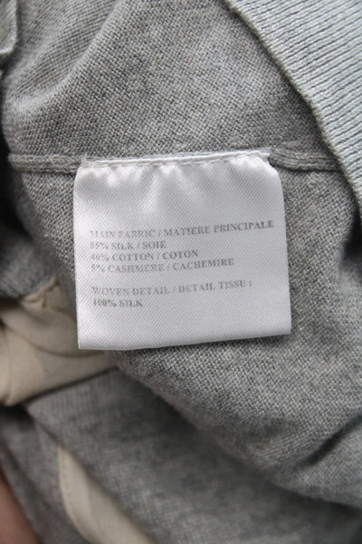 Haute Hippie Women Cardigan V-Neck Long Sleeve Silk Blend Gray Size S