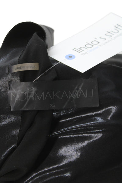 Norma Kamali Women Metallic Black Tunic Long Sleeve Round Neck Size XS