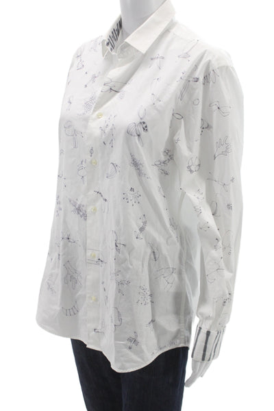 Scotch & Soda Mens Button Up Dress Shirt White Collared Animal Print Size M