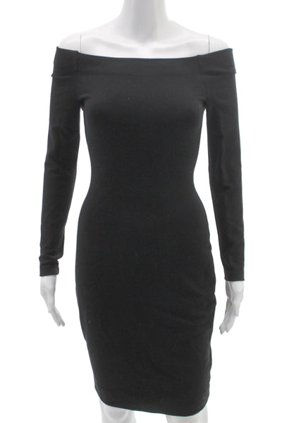 L'Agence Womens Bodycon Off the Shoulder Long Sleeve Black Dress Size S