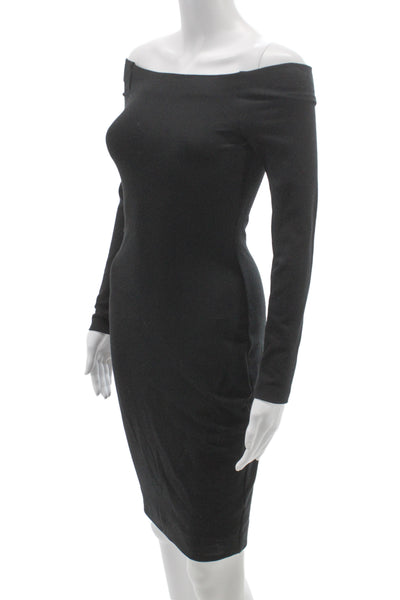 L'Agence Womens Bodycon Off the Shoulder Long Sleeve Black Dress Size S