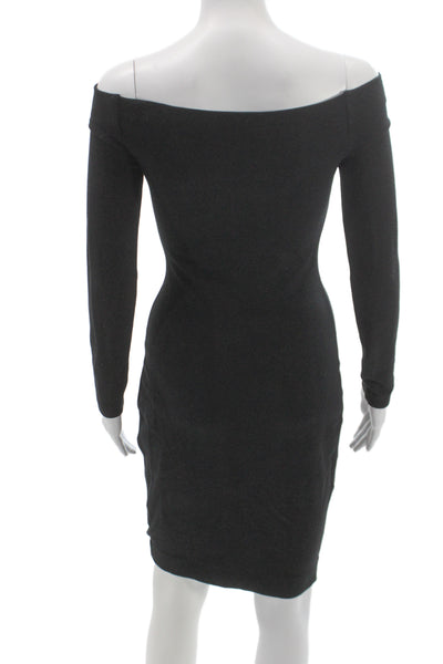 L'Agence Womens Bodycon Off the Shoulder Long Sleeve Black Dress Size S