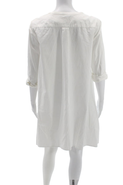 Marissa Webb Unisex Adults Babydoll Dress White Cotton Long Sleeve Size 4