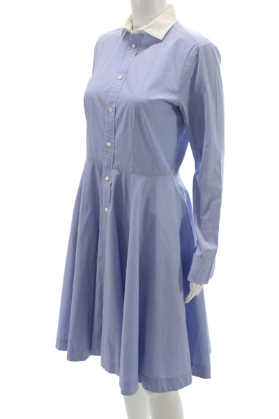 Polo Ralph Lauren Womens Shirt Dress Blue Cotton Blend Midi Size 2