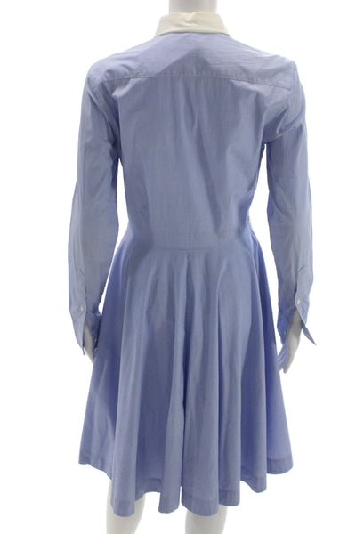 Polo Ralph Lauren Womens Shirt Dress Blue Cotton Blend Midi Size 2