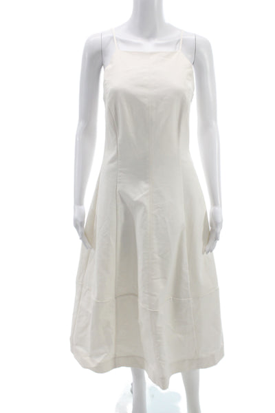 Everlane Women White Midi Dress Square Neck Sleeveless Cotton Size 2