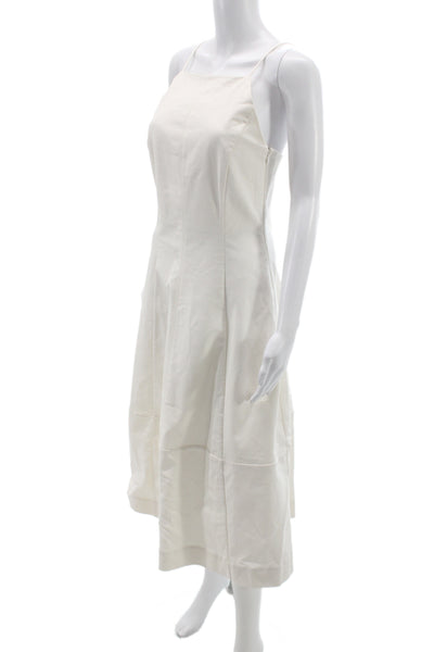 Everlane Women White Midi Dress Square Neck Sleeveless Cotton Size 2
