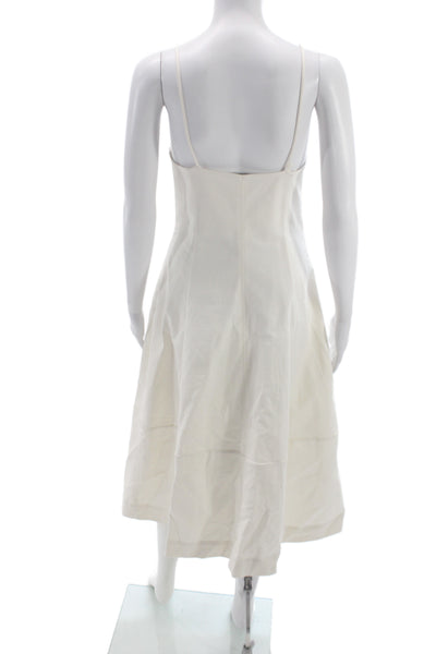 Everlane Women White Midi Dress Square Neck Sleeveless Cotton Size 2
