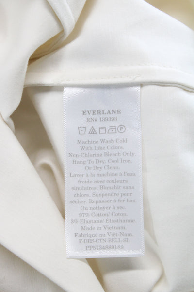 Everlane Women White Midi Dress Square Neck Sleeveless Cotton Size 2