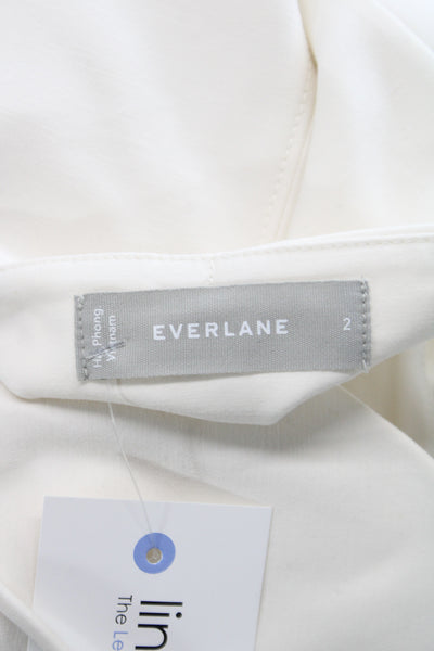 Everlane Women White Midi Dress Square Neck Sleeveless Cotton Size 2