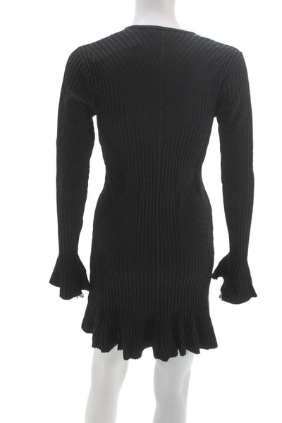 Jonathan Simkhai Women Fit & Flare Black V-Neck Long Sleeve Rayon Dress Size S