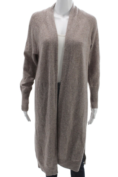 White + Warren Womens Brown V Neck 100% Cashmere Cardigan Long Sleeve Size XS