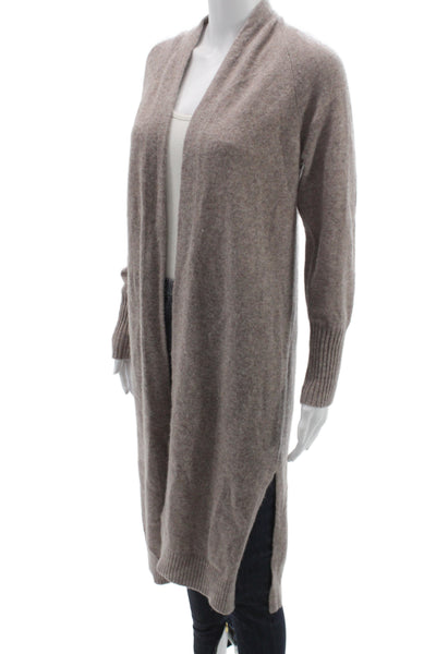 White + Warren Womens Brown V Neck 100% Cashmere Cardigan Long Sleeve Size XS