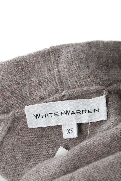 White + Warren Womens Brown V Neck 100% Cashmere Cardigan Long Sleeve Size XS