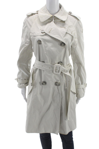 Moncler Womens Trench Coat Beige Button Polyester Classic Size 1