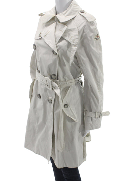 Moncler Womens Trench Coat Beige Button Polyester Classic Size 1