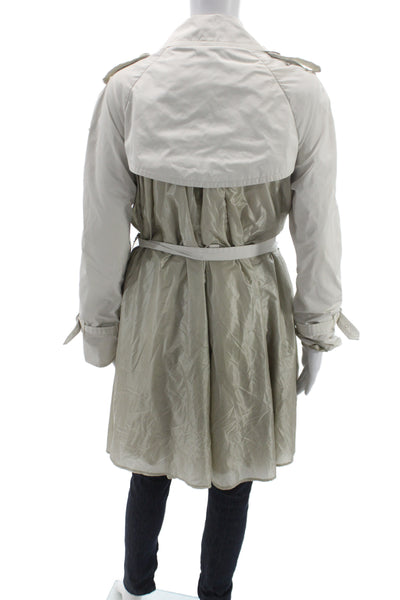 Moncler Womens Trench Coat Beige Button Polyester Classic Size 1