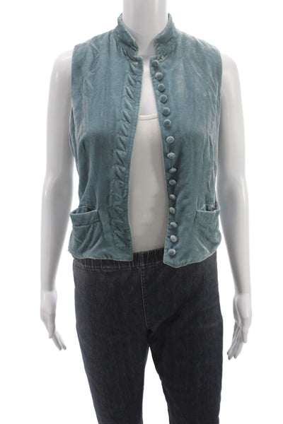 Ralph Lauren Women Sleeveless Collared Button Up Rayon Blue Vintage Size 4
