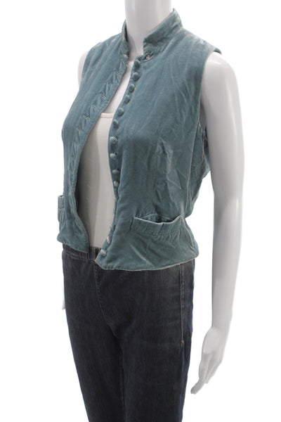 Ralph Lauren Women Sleeveless Collared Button Up Rayon Blue Vintage Size 4