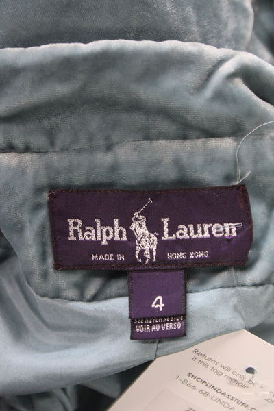 Ralph Lauren Women Sleeveless Collared Button Up Rayon Blue Vintage Size 4